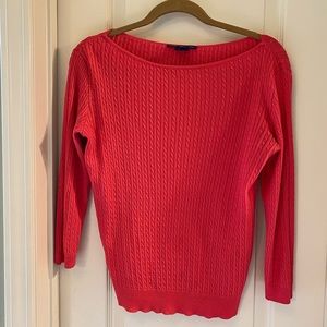 Dark Pink Ralph Lauren Sport Cable Knit Sweater L